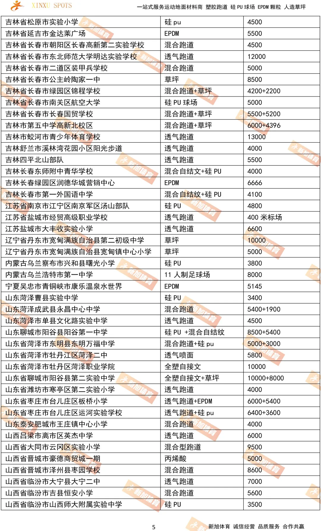 新旭体育国内塑胶跑道人造草坪案例